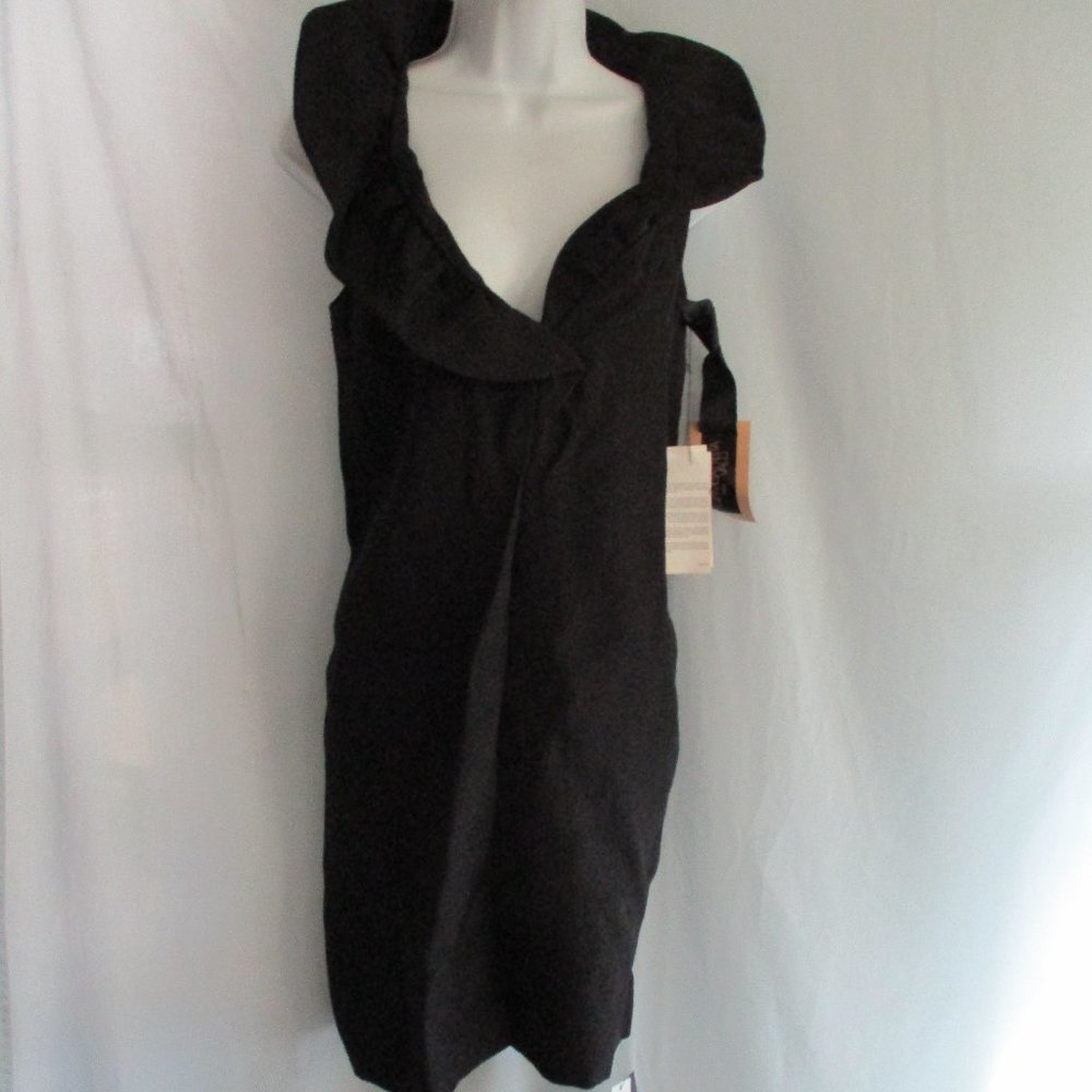 NEW NWT GIAMBATTISTA VALLI PARIS Sleeveless Ruffle Dress 42 ITALY BLACK